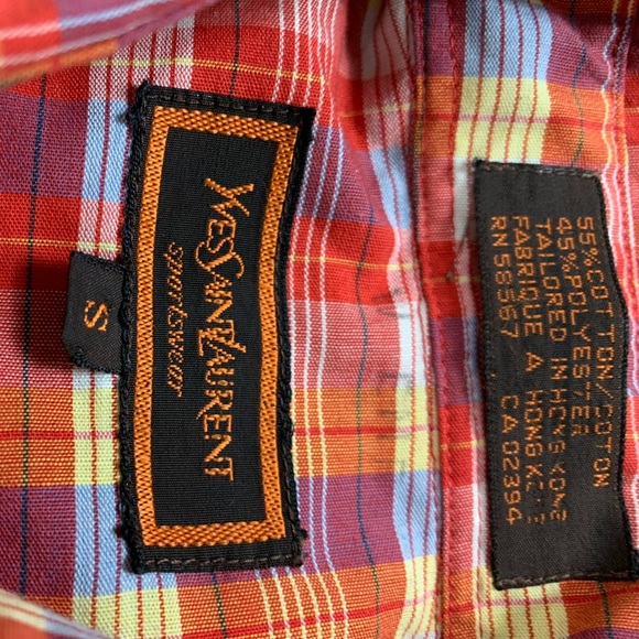 YSl Men’s Vintage Longsleeve Plaid Buttondown Top - Picture 2 of 9